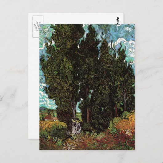 Cypresses met Vrouw Figures van Vincent van Gogh Briefkaart (Voorkant / Achterkant)