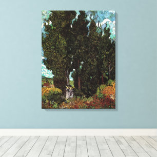 Cypresses met Vrouw Figures van Vincent van Gogh Canvas Afdruk