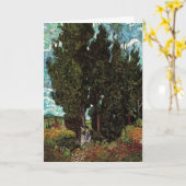 Cypresses met Vrouw Figures van Vincent van Gogh Kaart (Gele Bloem)