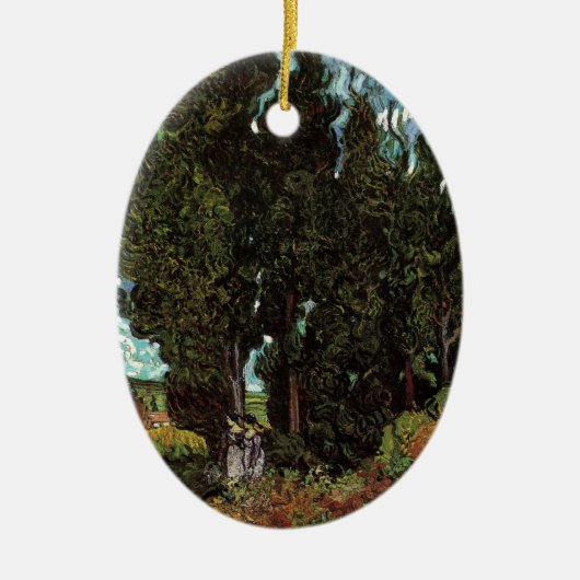 Cypresses met Vrouw Figures van Vincent van Gogh Keramisch Ornament (Voorkant)