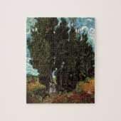 Cypresses met Vrouw Figures van Vincent van Gogh Legpuzzel (Verticaal)