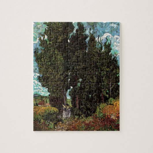 Cypresses met Vrouw Figures van Vincent van Gogh Legpuzzel (Verticaal)
