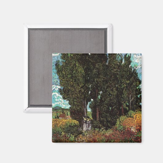 Cypresses met Vrouw Figures van Vincent van Gogh Magneet (Voorkant / Achterkant)