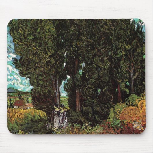 Cypresses met Vrouw Figures van Vincent van Gogh Muismat (Voorkant)
