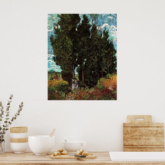 Cypresses met Vrouw Figures van Vincent van Gogh Poster (Keuken)