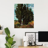 Cypresses met Vrouw Figures van Vincent van Gogh Poster (Thuiskantoor)