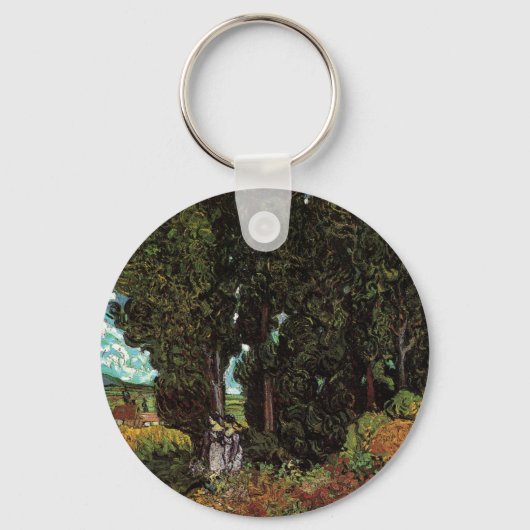 Cypresses met Vrouw Figures van Vincent van Gogh Sleutelhanger (Voorkant)