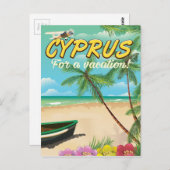 Cypriotische strandreisposter briefkaart (Voorkant / Achterkant)