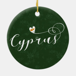Cyprus Flag Heart, Cyprus Keramisch Ornament