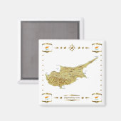 Cyprus Map + Flags Magnet Magneet (Voorkant / Achterkant)