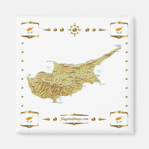 Cyprus Map + Flags Magnet Magneet