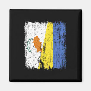 Cyprus Oekraine Half Vlag Cypriotische Oekraïense Magneet