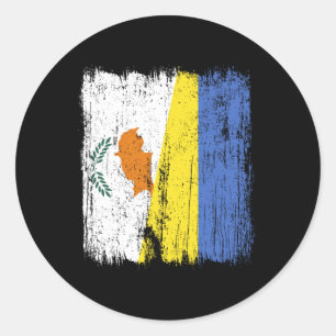 Cyprus Oekraine Half Vlag Cypriotische Oekraïense Ronde Sticker