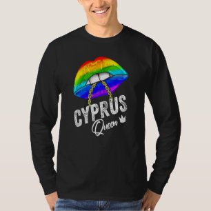Cyprus Queen Lgbetq Gay Pride Flag Lips Rainbow Ma T-shirt