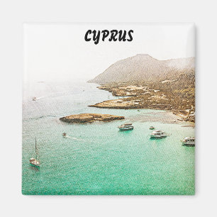 Cyprus Scenery Travel Illustratie Magneet