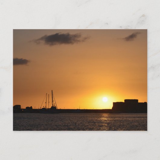 Cyprus Sunset Paphos Castle Briefkaart (Voorkant)