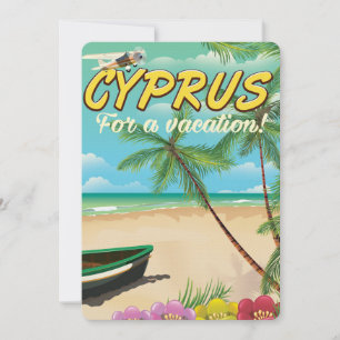 Cyprus vintage strand reisposter kaart
