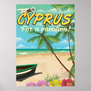 Cyprus vintage strand reisposter poster