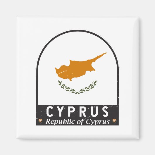 Cyprus Vlag embleem noodlijdende Vintage Magneet (Voorkant)