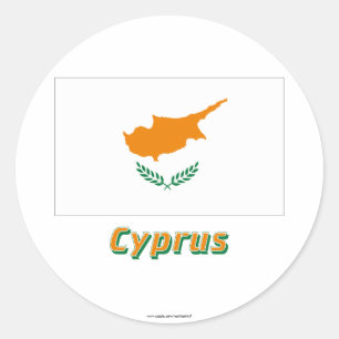 Cyprus Vlag met naam Ronde Sticker
