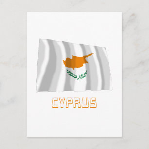 Cyprus Waving Flag met naam Briefkaart