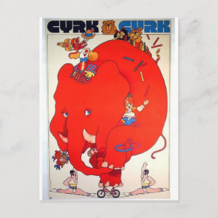 Cyrk Elephant Vintage Poster Briefkaart