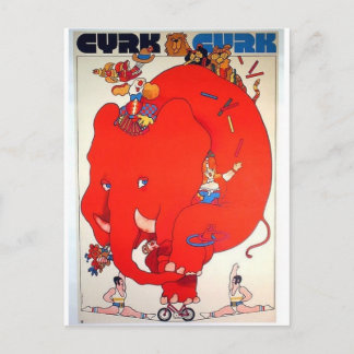 Cyrk Elephant Vintage Poster Briefkaart