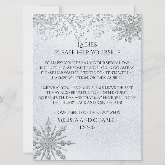 Cyrstal Snowflakes Wedding Basket Sign (Voorkant)