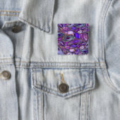 Cystal pattern - Purple and Violet Vierkante Button 5,1 Cm (In situ)