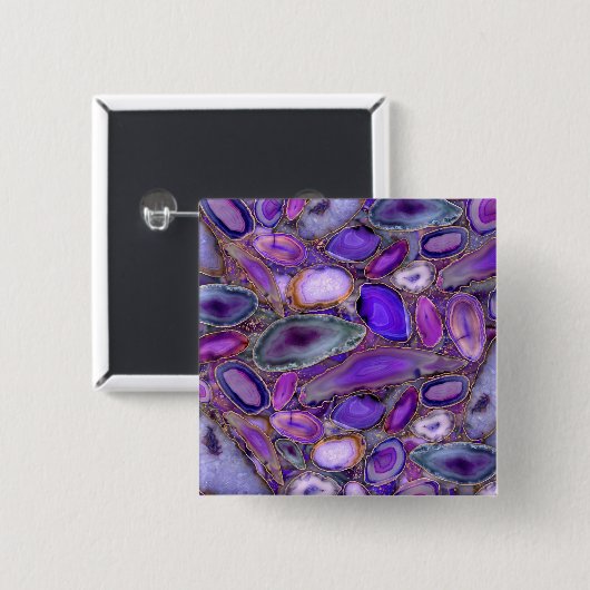 Cystal pattern - Purple and Violet Vierkante Button 5,1 Cm (Voorkant /achterkant)