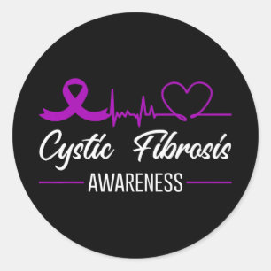 Cystic Fibrosis Awareness Heartbeat Love Paarse RI Ronde Sticker