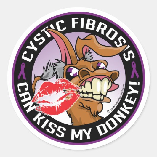 Cystic Fibrosis Kiss My Donkey Ronde Sticker (Voorkant)