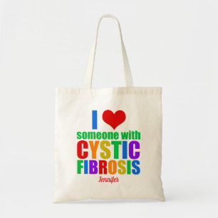 Cystic Fibrosis Love Rainbow Personised Name Tote Bag