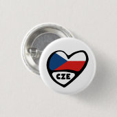 Czech Republic Country Code Flag Heart Pin Badge (Devant & derrière)