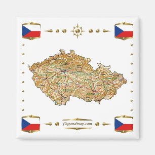 Czechia Map + Flags Magnet Magneet