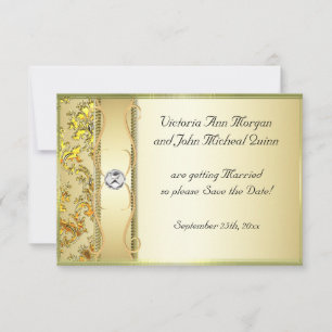 D1 Gold op Gold Damask Sla de datumkaart op Save The Date