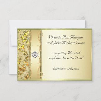 D1 Gold op Gold Damask Sla de datumkaart op Save The Date