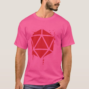 D20 Dice Bloed Rode Spray Verf Tafelblad RPG Gamin T-shirt