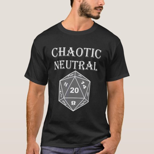 D20 Dice Chaotic Neutral Rpg Tabletop Roleplaying T-shirt (Voorkant)