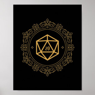 D20 Dice Monogram tablet RPG Poster