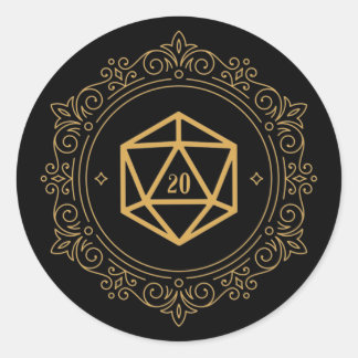 D20 Dice Monogram tablet RPG Ronde Sticker