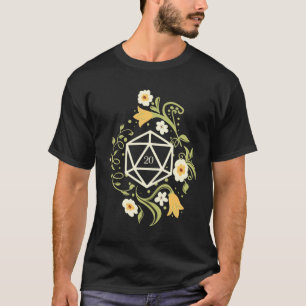 D20 Dice of Druid Flowers Tabletop RPG T-shirt