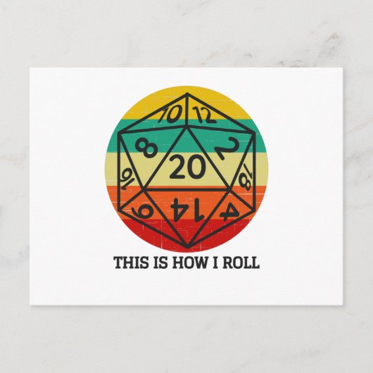 D20 Dit is hoe ik retro dice rol Briefkaart (Voorkant)