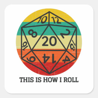 D20 Dit is hoe ik retro dice rol Vierkante Sticker