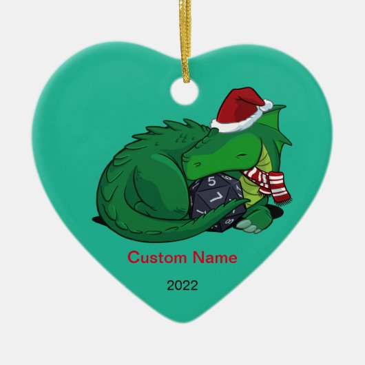 D20 Green Dragon Ceramic Ornament (Voorkant)