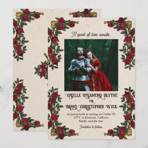 D20 Monogram Rode Rozen RPG Thema Trouwen Save The Date