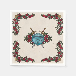D20 Monogram Rozen RPG Trouw Servet