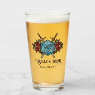 D20 Monogram RPG Trouwherinnering Glas
