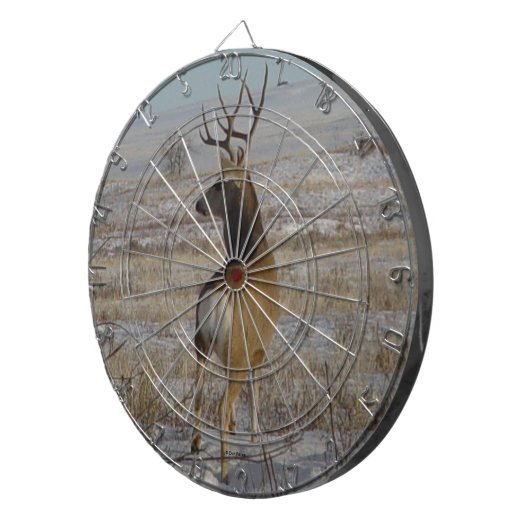 D20 Mule Deer Buck in sneeuw Dartbord (Voorkant Rechts)