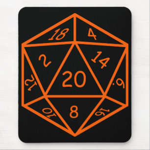 D20 zwart en Oranje Muismat